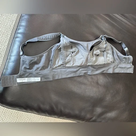 Gray Leopard Print Women's Nursing Sports Bra - Picture 3 of 3